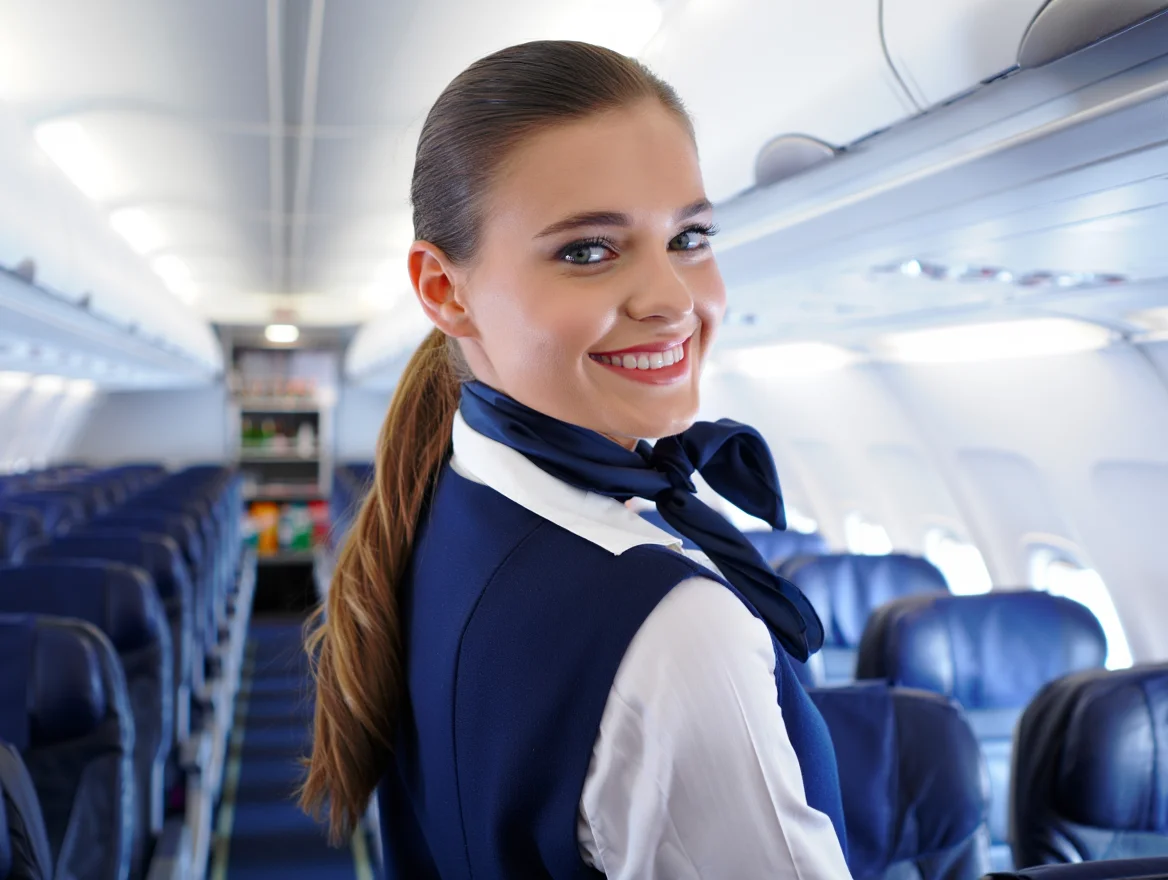 Photo d'une hotesse de l'air souriante