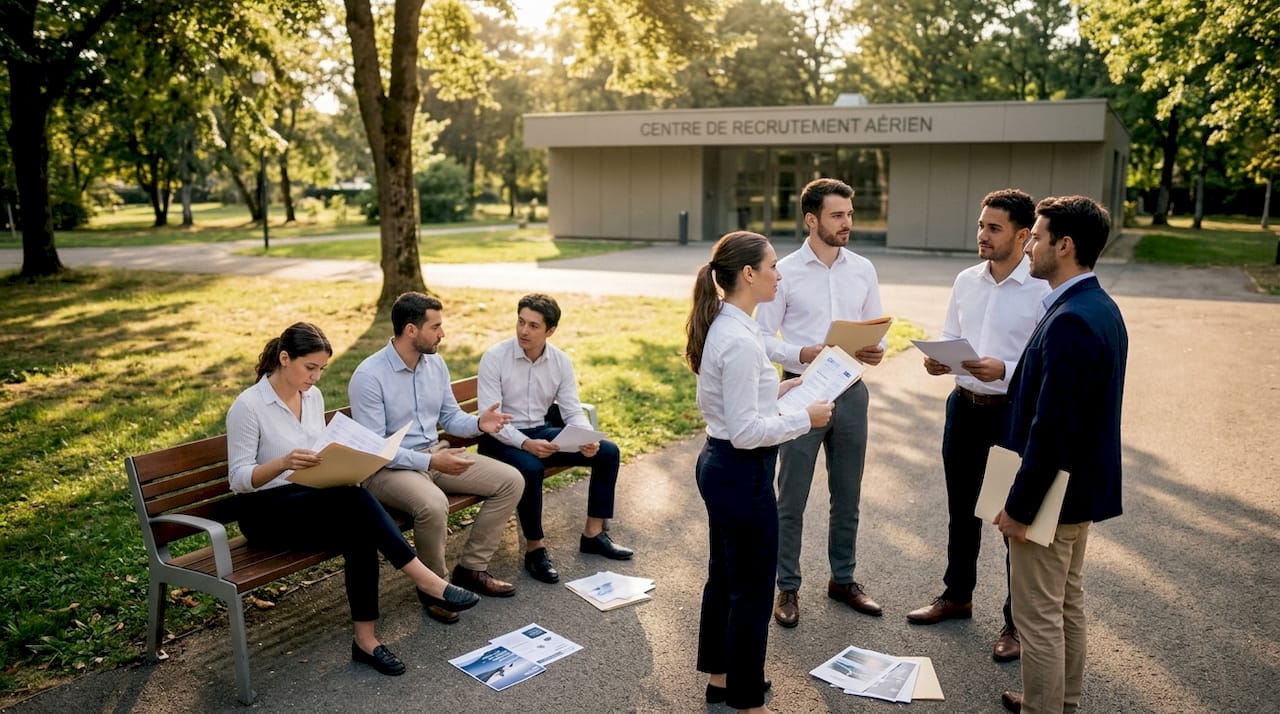 Des candidats en attente des entretiens de recrutement pour les postes dans l’aérien